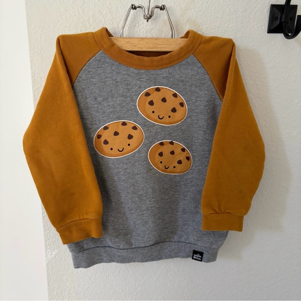 Whistle & Flute Cookie Graphic Brown Gray Sweatshirt Size 5-6Y